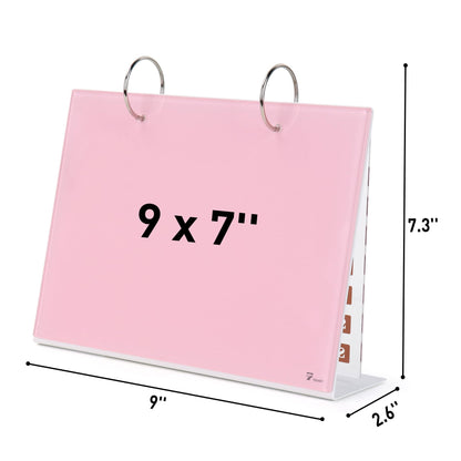 Desktop Glass Dry Erase & Acrylic Aesthetic Desk Calendar Weekly to-do List Combo, Small Magnetic Standing Whiteboard, Desk Flip Easel Calendar with Accessories for Home Office Supply, Pink, 9 x 7''