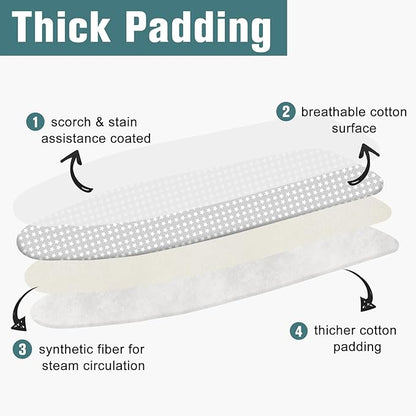 Ironing Board Cover and Pad 15" x 54", 4 Layers Extra Thick Iron Board Cover