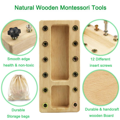 Inslat Montessori Screwdriver Board Set, Wooden Montessori Toy Tool for 3 4 5 Year Old Kids, Educational Screw Board Sensory Learning Toys STEM Fine Motor Skills Toys