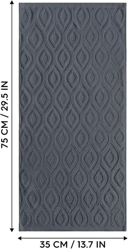 Artoid Mode 2 Pcs Grey 3D Diamond Grid Jacquard Hand Towels