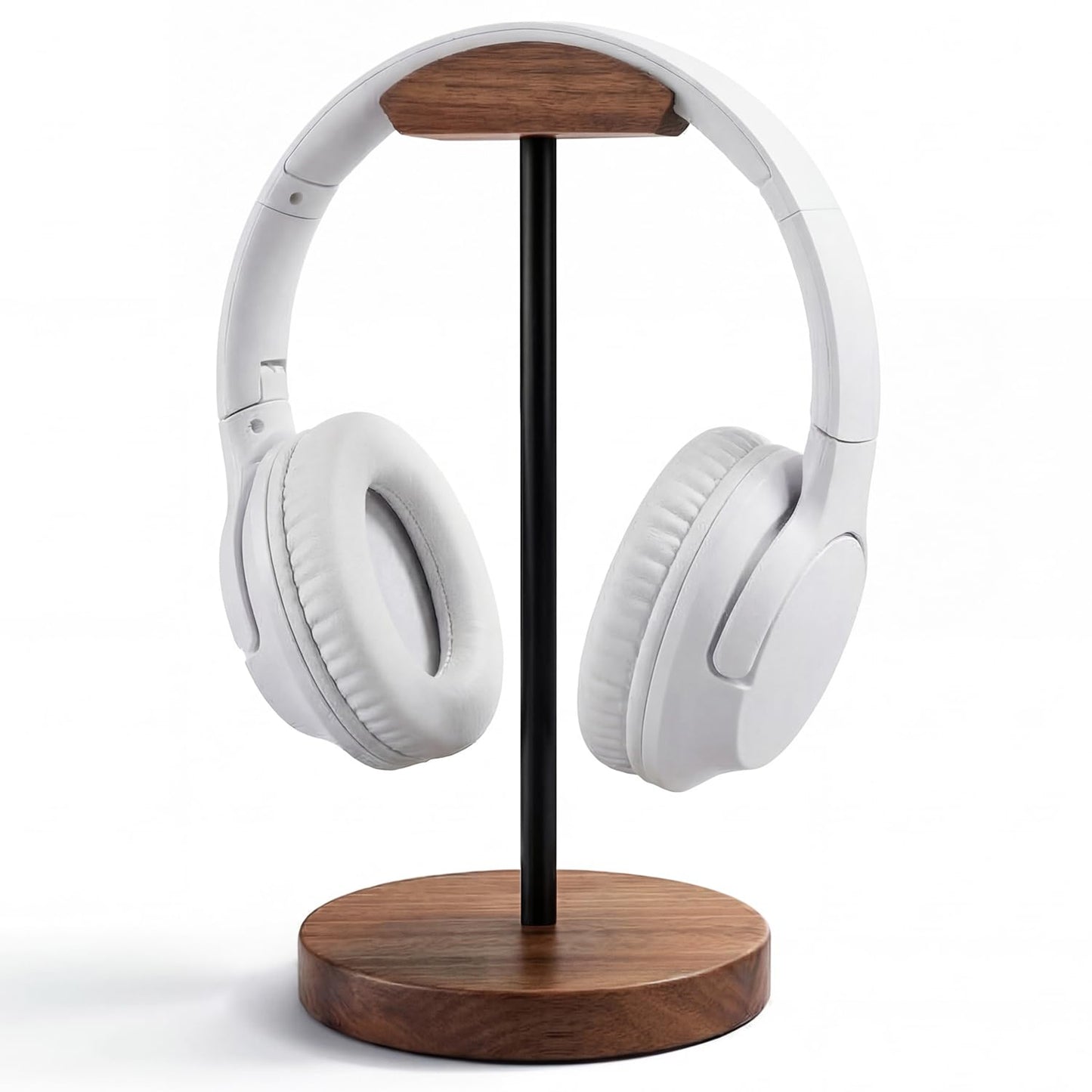MTKITDER Wood & Metal Headphone Stand, Headset Holder for Desk, Desktop Gaming Headphone Hanger with Stable Non-Slip Bamboo Base, Universal Earphone Stand for Gaming, Office, Home, Gift