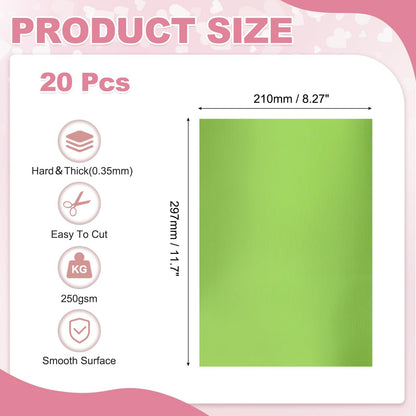 MECCANIXITY 20 Sheets Metallic Foil Paper, A4 Thick 250gsm Cardstock Foil 8.3" x 11.7" Shiny Mirror Glitter Paper Sheets for Crafts Scrapbooks Cards Party Decorations, Light Green