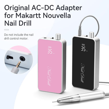 Makartt Nail Drill Professional: 60W 35000RPM Electric Nail File with Coreless Motor, 2 in 1 Desktop & Portable, Drill Bits and LCD Display for Acrylic Gel Nails, Nouvella Pink
