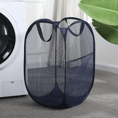 2 Pack Laundry Basket, Foldable Mesh Pop-up Laundry Hamper