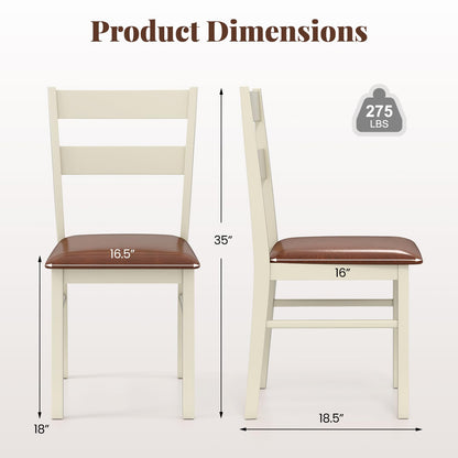 Giantex Wooden Dining Chairs Set of 2, PU Leather Upholstered Kitchen Chair w/Rubber Wood Frame, Padded Seat, Curved Back, Farmhouse Accent Side Chairs for Dining Living Room Home
