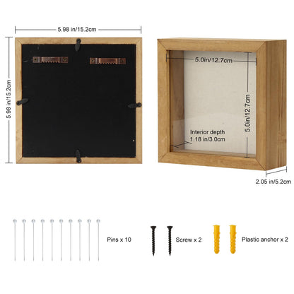 TJ.MOREE Shadow Box Frame 5 x 5 Shadowbox Display Case Picture Frame Memorabilia Wedding Bouquet Flowers Medals Military Photos Memory Box - Wood