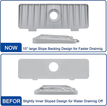 Meiliweser Silicone Faucet Splash Guard Gen 3-10° Large Slope & Adaptable Hole