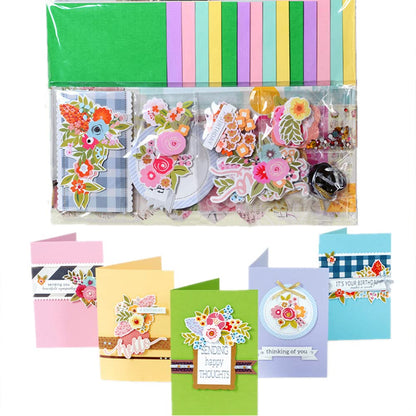 Gigicloud Diy Greeting Card Kits, Paper Greeting Card Set Handmade Diy Making Material Set For Birthday Invitation, Thanksgiving Christmas Holiday Baby Shower 15 Cards + 15 Envelopes
