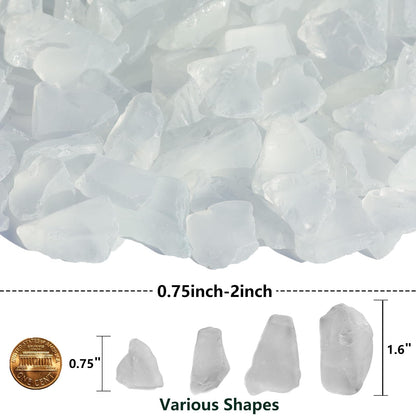 QYGL Sea Glass Block - 2.1LB White Frosted Vase Filler and Aquarium Ornament, DIY Craft Supplies for Art, Beach Weddings, and Home Decor