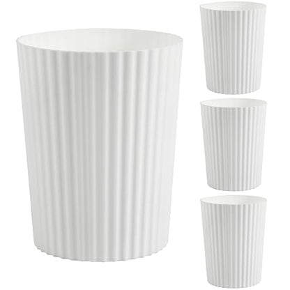 JiatuA Small Trash Can Plastic Wastebasket Round Garbage Container Bin for Bathroom, Kitchen, Bedroom, Home Office, College Dorm, White 4 Pack