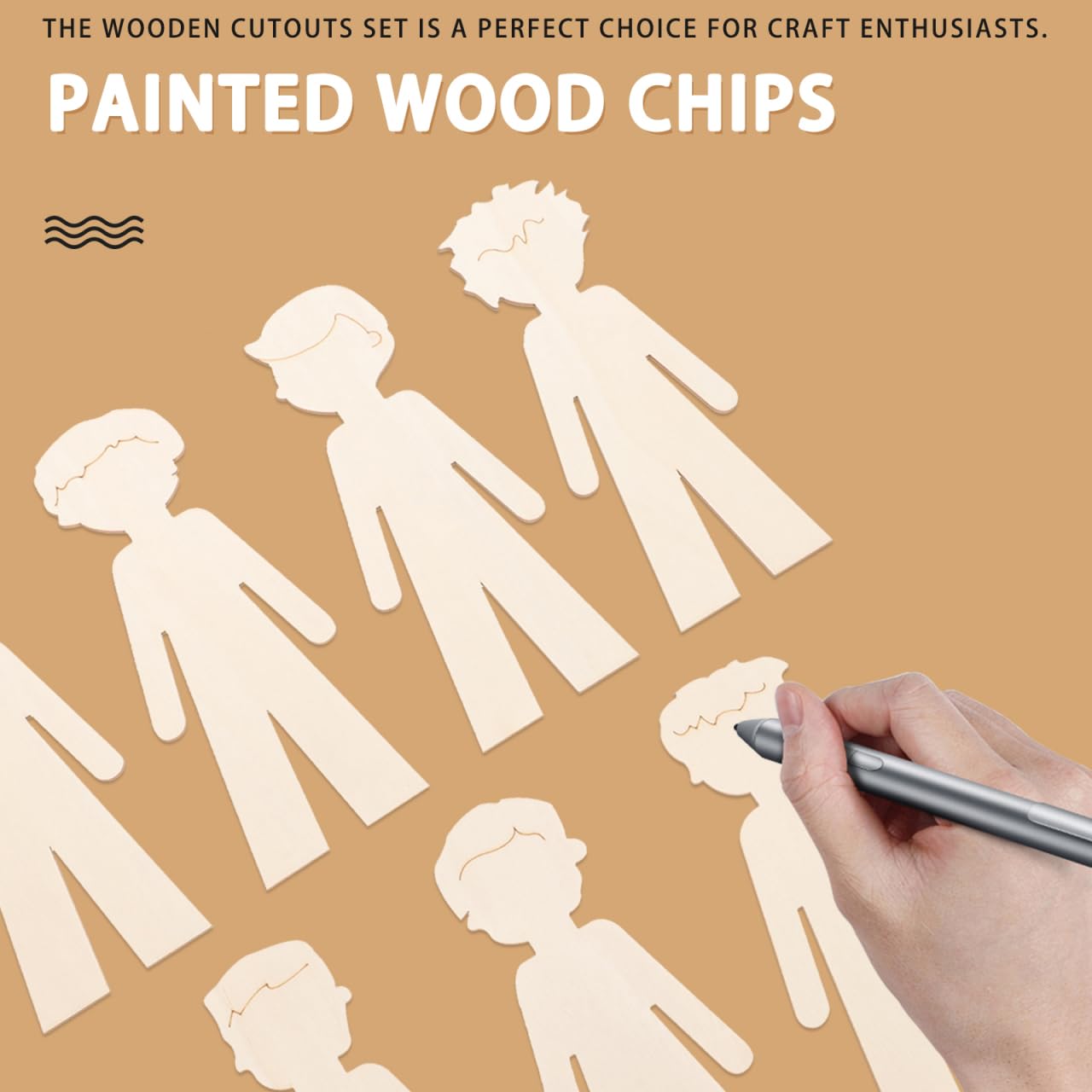 NUOBESTY 20pcs Standing Wooden People Cutouts Unfinished Human Cutouts Chips DIY Crafts Graffiti Toy Blank Boys People Labels Fragments