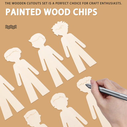 NUOBESTY 20pcs Standing Wooden People Cutouts Unfinished Human Cutouts Chips DIY Crafts Graffiti Toy Blank Boys People Labels Fragments