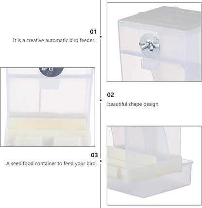 HANABASS Automatic Hanging Bird Feeder with Anti-Spill Feeding Tray Acrylic Seed Feeder for Outdoor Garden Birds and Parrots
