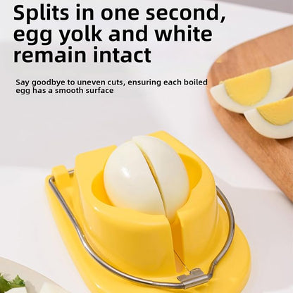 Egg Slicer, Semi-Round Curved Yellow Egg Cutter for Hard Boiled Eggs – Stainless Steel Wire Cutter with Ergonomic Handle for Salad, Cobb Salad, Avocado Toast & Food Garnish, Easy to Clean (2)