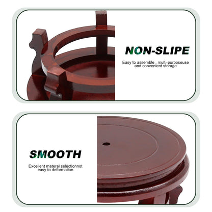 MDEOOSKY Wooden Display Stand Round Wood Display Base Rosewood Oriental Vase Stand Round Vase Riser Teapot Buddha Statues Base Home Decoration 6.3" W x 3.9" H
