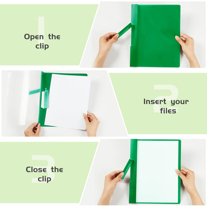 Maitys 25 Pack Durable Clear Report Covers with Rotary Clip 11 x 9 in Letter Size Presentation Folders Transparent Front Cover Portfolio Folder Resume Folder Interview Report Folders (Green)