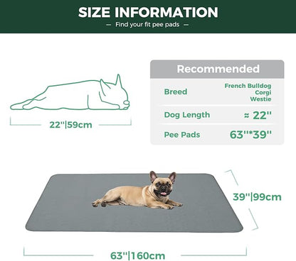 FXW Washable Pee Pads for Dogs, Puppy Pads with Super Absorbent, Specifically Designed for FXW Rollick/Homeplus 24inch 6 Panels Dog Playpen, 39" x 63" Rectangle, Gray, 1 Pack