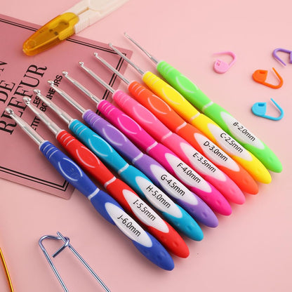 Dasonwin 60-Piece Ergonomic Crochet Hooks Set with Travel Case - Aluminum Crochet Needles Kit for Beginners & Experts, Arthritis-Friendly Design, Includes Stitch Markers & Accessories (Pink)