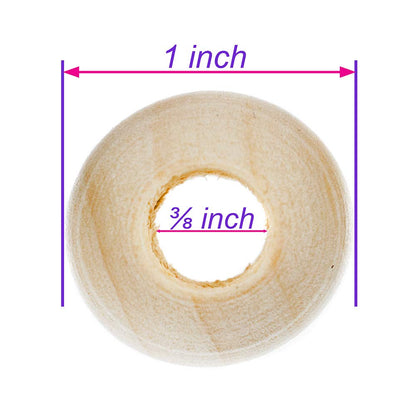 20 Pack of 1 Inch Natural Wooden Round Ball Spacer Beads - Charms for DIY Crafts