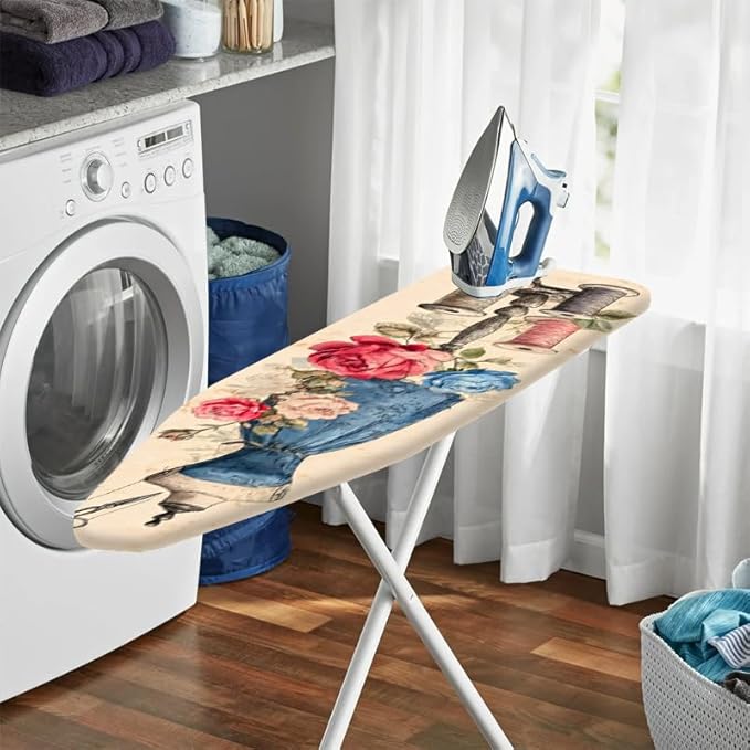 Nuxovilar Vintage Sewing Elements Ironing Board Cover& Floral Design, This