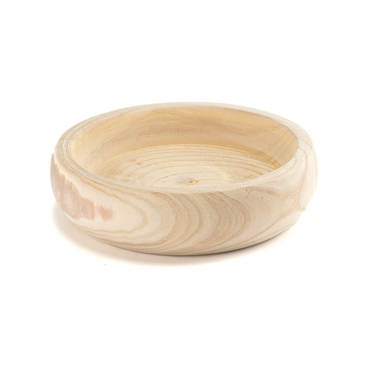 GYHJA Decorative Wood Bowl Hand Carved Centerpiece Paulownia Round Dough Serving Wooden Bowls For Decor Large, Natural(11.4in)