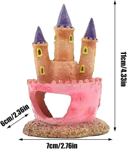 3D Resin Aquarium Decoration Castle – Cartoon Fish Tank Ornament, Non-Toxic Safe for Freshwater/Saltwater Tanks, Colorful Design, Enhances Underwater Environment (Multicolor)