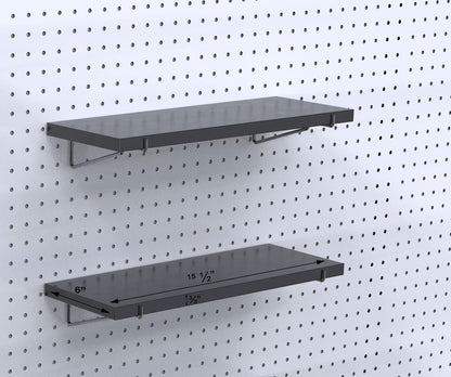 KINOMI Heavy Duty Pegboard Shelves, Value Set of 8 Pack Pegboard Shelf Brackets and 4 Pack Peg Board Shelves for Garage, Home, Garden, Tool Shed (Black)