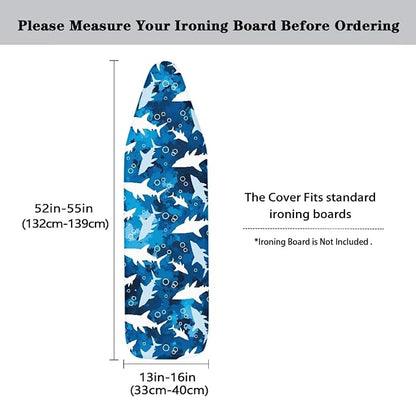 Blue Shark Ironing Board Cover and Pad Soft Fabric Cover