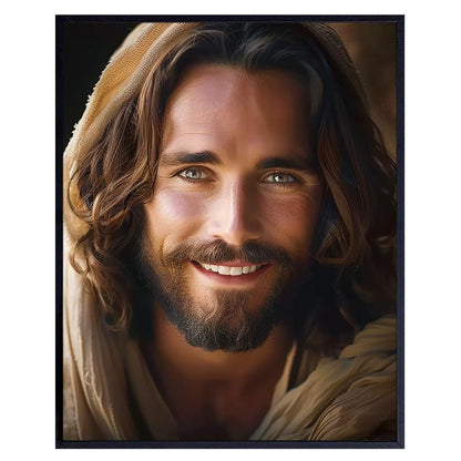 Jesus Portrait Wall Art Print - 11x14 Christian Canvas Art - Inspirational Religious Home Decor - Modern Spiritual Artwork for Living Room Bedroom - Picture of Christ - Premium Quality - Unframed