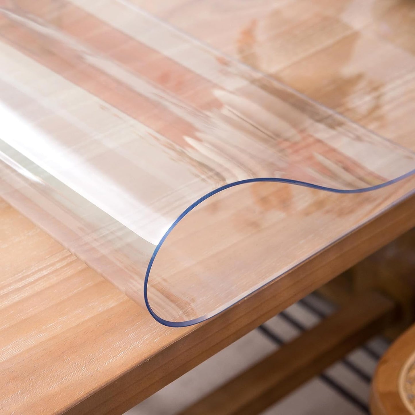Whirltique Round Clear Table Protector, 47" Round, 1.5mm Thick, Clear Vinyl Table Cover, Scratch Resistant, Dining Room Table Top Protector