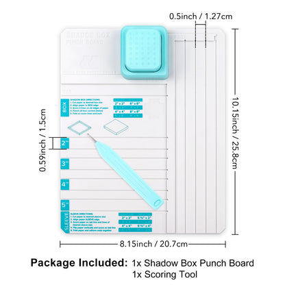 BAOFALI Shadow Box Punch Board for DIY Making 2" 3" 4" 5" Shadow Boxes and Sleeves, Shadow Box Punches Boards with Scoring Tool for DIY Crafting Scrapbooking Holiday Cards Photo