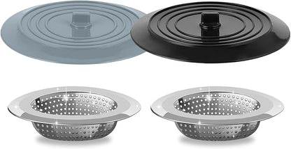 V-TOP Sink Strainer Stopper 4 Pack, Universal Silicone Kitchen Sink Drain
