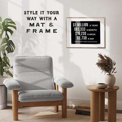Motivational Success Wall Art 11x14 - LARGE Entrepreneur Inspirational Quotes for Office - Millionaire Mindset Hustle Decor - Office Wall Decor for Men - Executive Business Financial Black Print