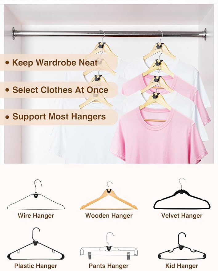 Smartor Clothes Hanger Connector Hooks 120 Pack, Closet Storage and