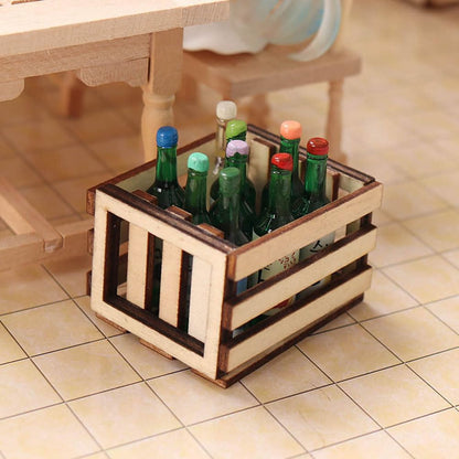 Toyvian 3PCS Miniature Dollhouse mini Baskets Miniature Craft mini Storage Baskets Crate, Wooden Milk