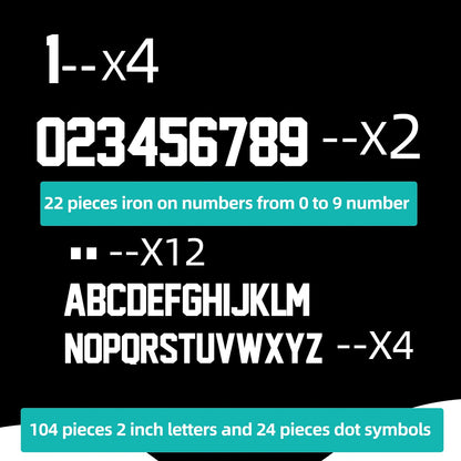 8 Inch 0-9 Iron On Numbers Transfers and 2 Inch A-Z Iron On Letters Patches Kit for Team Basketball Uniform Name Athletic T-Shirt DIY Accessories