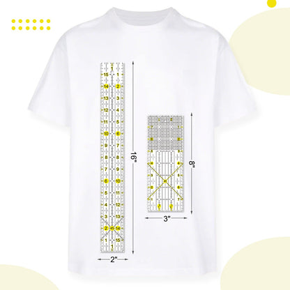 Quilting Ruler, 8 Piece Acrylic Quilting Templates, Sewing Ruler, Fabric Cutting Ruler with Non-Slip Rings, Quilting and Sewing (6"x17", 3"x17", 2"x16", 1.5"x12", 1"x12", 1"x6", 8"x3") (Yellow)