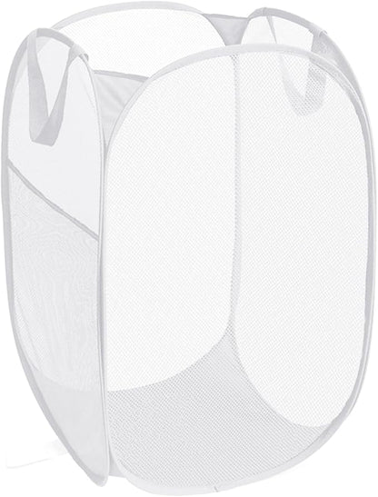 Durable Collapsible Laundry Baskets, Reinforced Mesh Pop Up Laundry Hamper