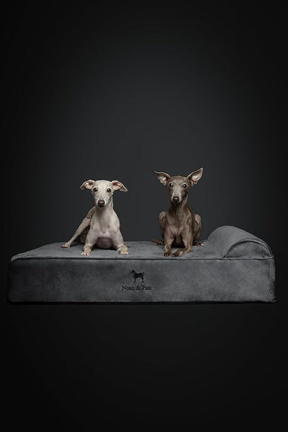 NOAH & PAW Large Dog Bed, 35x25x8.7 Inch, Orthopedic Dog Beds, Eggshell Memory Foam Infused with Cooling Gel, Waterproof, Machine Washable, Includes Inner Cover (Velvet Collection)