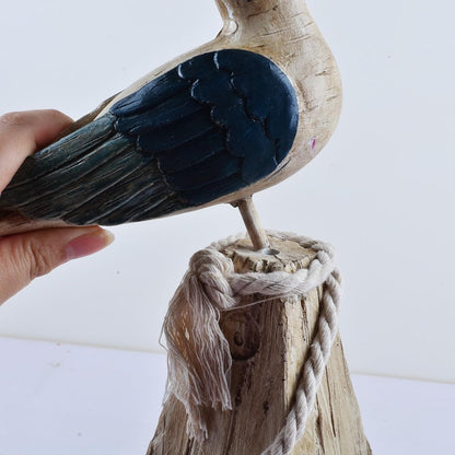YOUUGIOR Seagull Statue Figurine Nautical Decoration Coastal Ocean Wooden Standing Bird Statue(Red/2PCS)