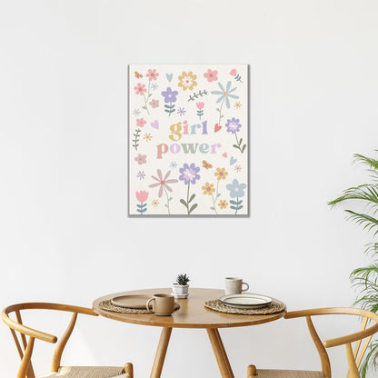 KEUSPI Wildflower Nursery Wall Decor for Girls Room Bedroom Nursery Baby Girl Wall Decor Aesthetic, Girl Power Wall Decor Art Painting Paints Picture for Kids Room Playroom Clean Bedroom Decor 11x14
