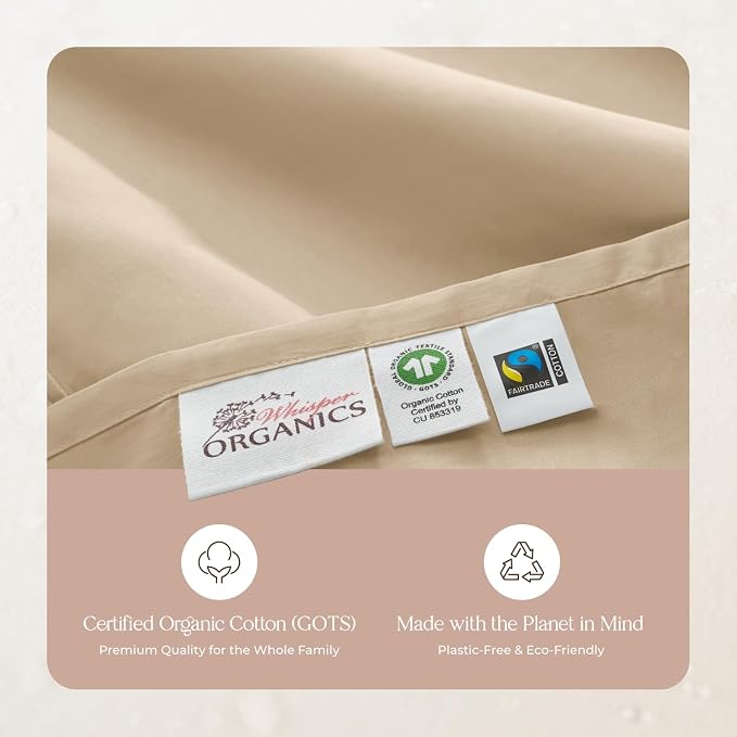 100% Organic Cotton Duvet Cover King Size - Naturally Soft Lightweight & Cooling Duvet Cover Set with Decorative Shams - Premium GOTS Certified 300 Thread Count Sateen Weave (Dune, King)