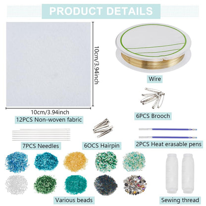 WEBEEDY 6 Sets DIY Hummingbird Rhinestone Beaded Patch Kit Bird Brooch Pin Hair Barrette Making,Sequin Beaded Patches Sew on Crystal Beaded Appliques Patch for Spring Clothes Shoes Sewing Patchworks