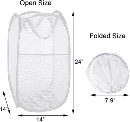 Pack of 2 Pop Up Laundry Hampers, Collapsible Mesh Laundry Baskets, Foldable