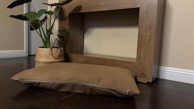 Natural Cotton Canvas Dog Bed – Raw Cotton Filled Pet Cushion Insert, Breathable Eco-Friendly Dog Mattress, Durable Washable Cover with Zipper (Medium Brown, Medium 42"x29"x4")