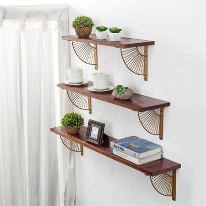 Z METNAL Decorative Shelf Brackets, Brass Metal Shelves Bracket, Wall Decor, Modern Shelving Bracket for DIY Floating Shelves,Gold,6 inch,4 Pcs