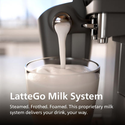 Philips 3200 Series Fully Automatic Espresso Machine, LatteGo Milk Frother, 5 Coffee Varieties, Intuitive Touch Display, 100% Ceramic Grinder, AquaClean Filter, My Coffee Choice, Black (EP3241/54)
