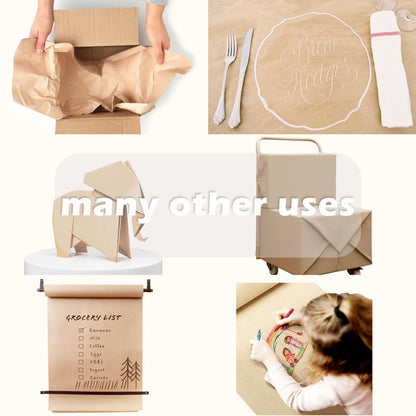 SMART&CASUAL 36" x 2,520" (210') Brown Kraft Craft Paper Roll for Gift Wrapping Bulletin Board Bouquet Flower Kids Art Packing Parcel Table Covering 70GSM 50LB (Brown, 36" x 210')