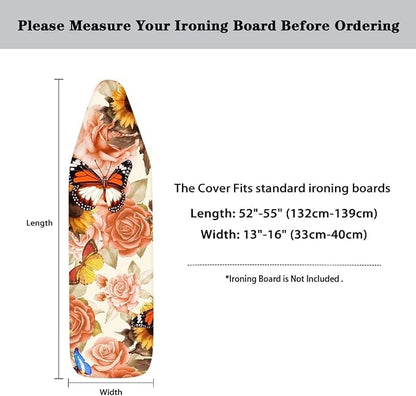 Butterfly Floral Ironing Board Cover Full Size Scorch Resistant Padding Heat