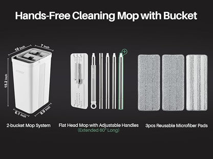 JOYMOOP Mop and Bucket with Wringer Set, Wet Dry Wall Cleaner with Long Handle
